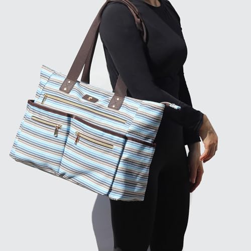 Weekender Bag Carry On Bag Overnight Tote Travel Duffle with 13 Pockets for Travel,Work，Gym,Beach,Teacher,Nurse - color: Blue
