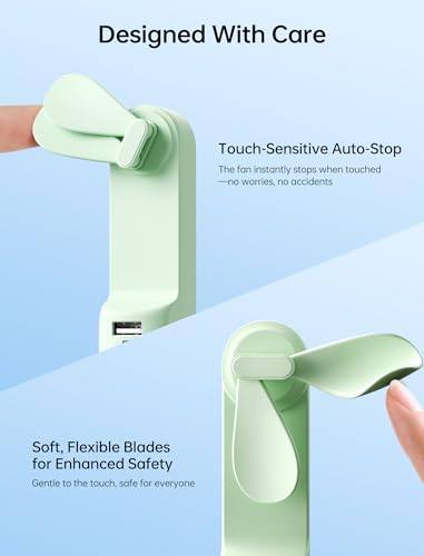JISULIFE 3 IN 1 Portable Fan with Power Bank & Flashlight Featured - color: Light Green