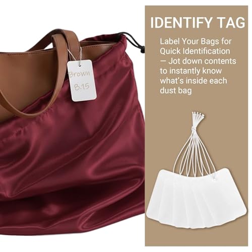 Q&J Fabric Co. 6 Pack Satin Dust Bag 19.7x23.6 inch Burgundy 100% Polyester Silk Bag Purse Dust Bag Shoe Bags for Closet Purse Protector Bag Dust Covers for Purses - color: Burgundy, size: 19.7"x23.6"