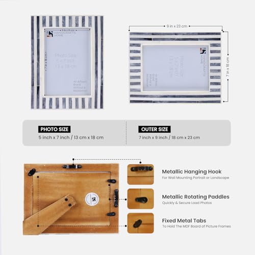 Handicrafts Home Handmade Neutral Bone Inlay Grey & White Picture Frame,6x4 - color: KAYALA-SAJE, size: 5X7