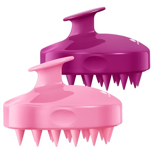 HEETA 2-Pack Large Scalp Massager Scrubber Shampoo Brush for Hair Growth - color: Pink & Purple