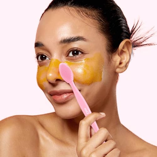 MSQ 3PCS Lip Scrub Brush, Double-end Silicone Nose Clean Brush Lip Exfoliating Brush for Man Women Double-Sided Soft Lip Brush for Smoth Lip Appearance,Pink - color: Pink