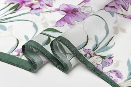 100% Mulberry Silk Scarf - 21" Square Lightweight Neckerchief, Gift Packed - color: Purple-flowers