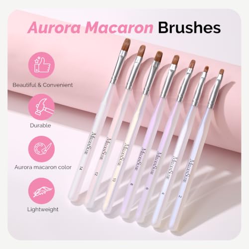 MelodySusie 7Pcs Nail Art Brushes, Sizes 2-14 - size: 7 Sizes