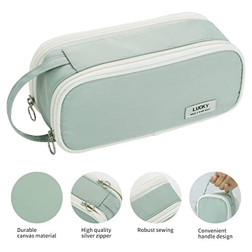 Dugio Large Pencil Case Organizer Big Pencil Bag for Girls Teens Green - color: B-Green
