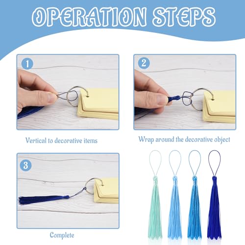 100 Pcs Bookmark Tassels Bulk Blue Series Soft Craft Silky Handmade Mini Tassels for Jewelry Making with Loops for DIY Craft Accessory Dress Decoration - color: Blue Series
