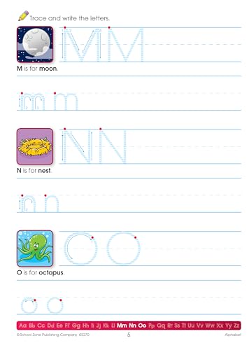 School Zone Alphabet Workbook: 64 Pages, Pre-K, Preschool, ABC's, Letters, Tracing, Alphabetical Order, Ages 3 to 5 (Get Ready! Book Series)