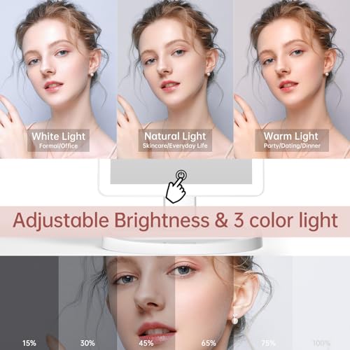 FUNTOUCH Large Lighted Makeup Mirror with Lights (White) - color: White a