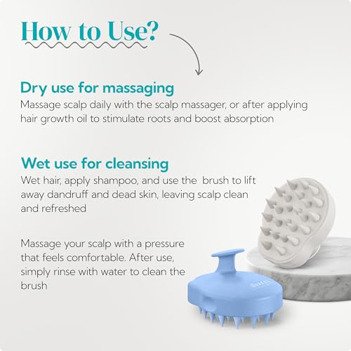 HEETA 2-Pack Large Scalp Massager Scrubber Shampoo Brush for Hair Growth - color: New Blue & Beige