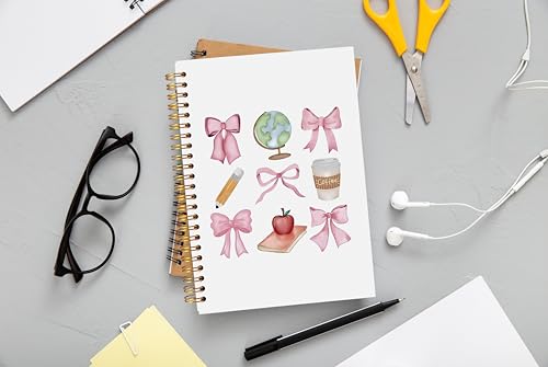 Teacher Notebook, Coquette Pink Bow Notebook Journal, Teacher Gifts for Women, Preppy Notebook Journal for Note Taking Work, Girly Notebook, Pink Spiral Notebook 5.5x8.3 Inch - color: 30-notebook