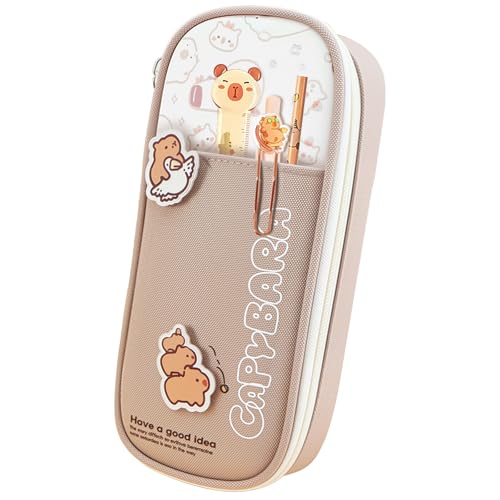 Capybara Pencil Case, Large Kawaii Pen Pouch for School and Office - style: Light Brown Capybara