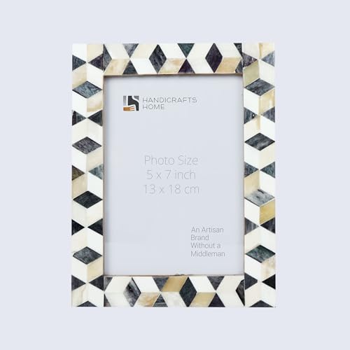 Handicrafts Home Handmade Bone Inlay Modern Grey & White Picture Frame,6x4 - color: ARTIC-MOSS- Grey White, size: 5X7