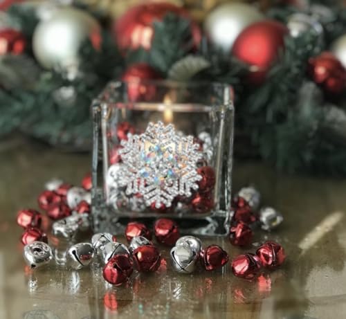 THE QUEENS' JEWELS Snowflake Jeweled 4x4 Candle Holder Vase - Unique Gift for Women, Birthday, Cute, Fun, Cocktail, Queen, Not Painted, Decorated, Bling, Bedazzled, Rhinestone - color: Snowflake