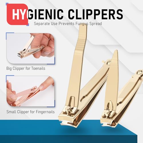 firiKer Nail Clippers with Nail File,Fingernail Clipper,Toe Nail Clippers - color: Light Gold