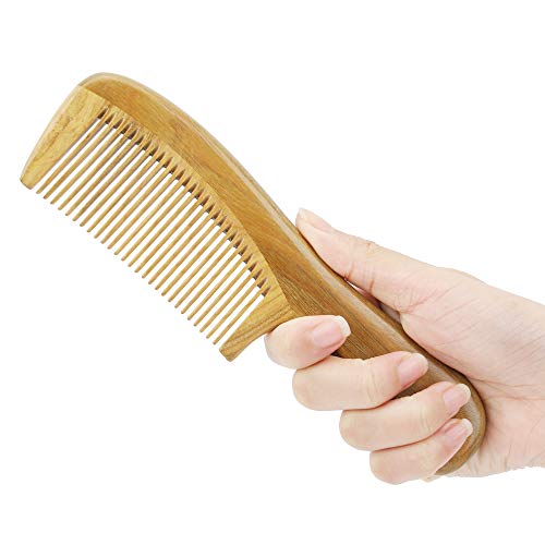 Onedor Handmade 100% Natural Green Sandalwood Hair Combs - Anti-Static Sandalwood Scent Natural Hair Detangler Wooden Comb (Fine Tooth) - style: Fine Tooth