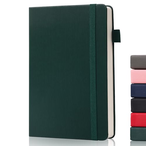 BOBO RABBIT Lined Journal Notebook for Work 100 GSM Thick Paper 300 Pages College Ruled A5 Notebook Hardcover Leather Journal for Writing School Office, 5.63"x8.43" - color: A-Green