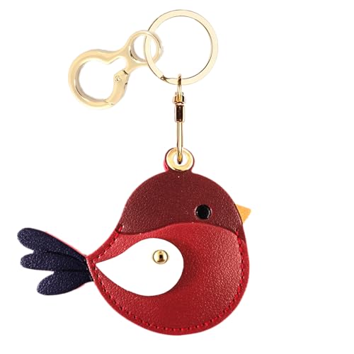 BORKUANA PU Leather Keychain holder Protective Case Compatible with AirTag - color: Bird C