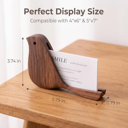 Wood Bird Shape Business Card Holder for Desk,Wooden Name Card Holder - color: Walnut Bird Shape