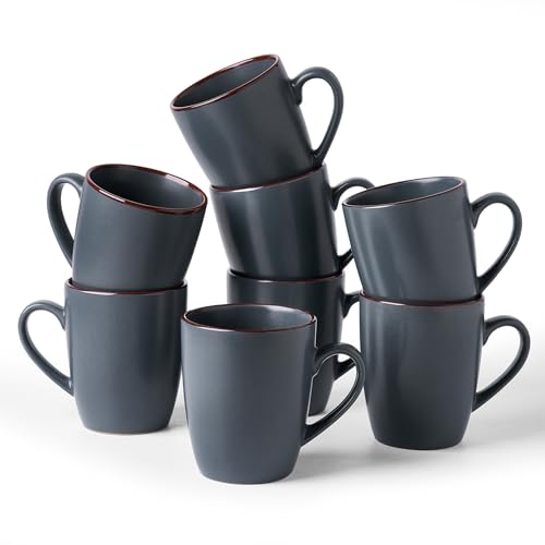 famiware Venus Coffee Mugs Set of 8, 13 oz Ceramic Stoneware Mug Cup Set - color: Charcoal, size: 8pcs