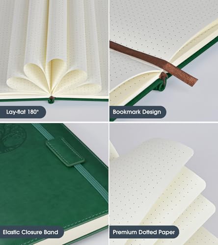 Biuwory Dotted Journal Notebook, 140 Dot Grid Pages, Medium 5.7"×8.3" - color: Green, size: Dotted-140 Pages (5.7"×8.3")