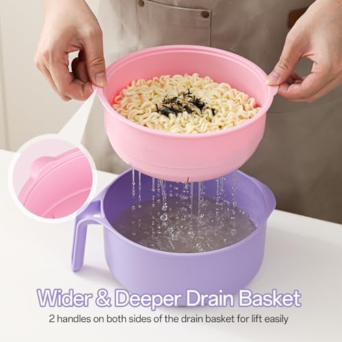 MEACOLIA Jumbo 50 oz Microwave Ramen Cooker Bowl - color: Pink, size: 50 oz Ramen Bowl (Bowl Only)