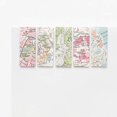 Monolike Magnetic Bookmarks Vintage Maps, Set of 5 - color: Vintage Maps