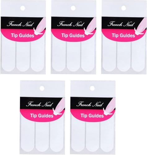 5 Sheets 240Pcs White French Manicure Nail Art Stickers Strips, Guide Stickers Moon Shape Design Self-Adhesive Nail Sticker Tips for Manicure Decoration DIY Tools Decals, Nail Stamp