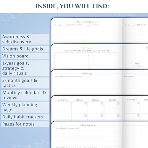 Legend Planner Undated, Weekly & Daily Goal Journal, A4 Mystic Blue - color: Mystic Blue (Undated), size: A4 (8.2'' x 11'')