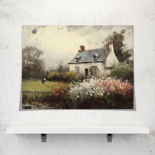 Huabsad Vintage Landscape Flower Portrait Oil Painting Canvas Wall Art Antique Cottage Outdoor Garden Spring Wall Decor Rustic Farmhouse Bedroom Aesthetic Painting Prints 16x24in Unframed - color: Oil painting03, size: 16x22in Unframed