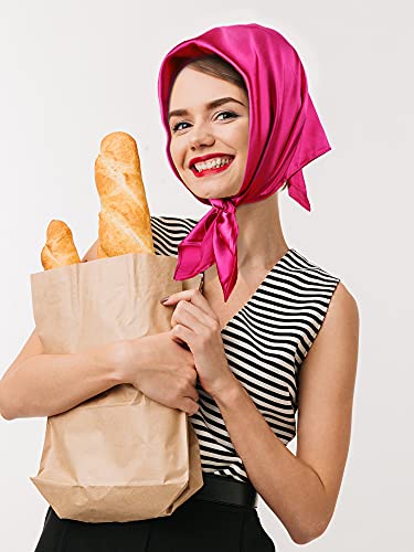 SATINIOR Square Neck Scarf Women - color: Light Red, size: 23.6 x 23.6 inches