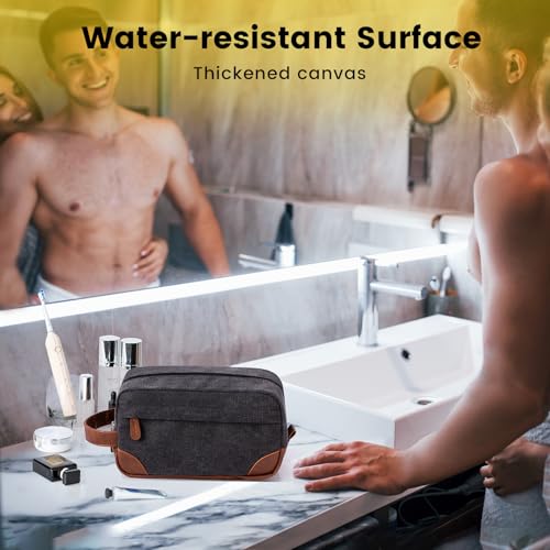 Vorspack Canvas Travel Toiletry Bag for Men, Medium, Dark Grey - color: Dark Grey, size: Medium