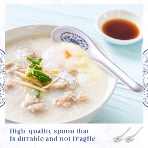 Hushee 100 Pcs Asian Soup Spoon Large Chinese Noodle Ramen Reusable Japanese Pho Spoon Bulk with Hook for Home Restaurant - style: Elegant