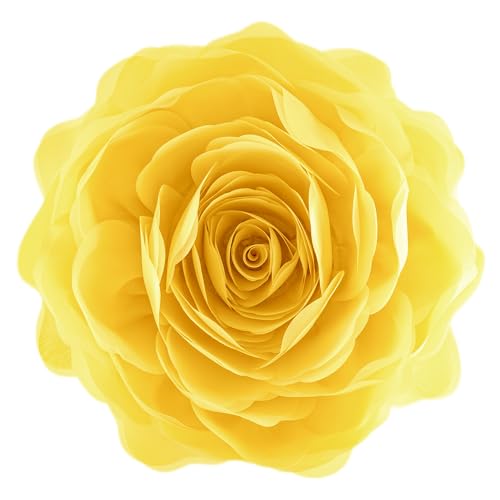 JWH 3D Flower Throw Pillow Covers with Insert, 14 Inch, Bright Yellow - color: Yellow, size: 14" x 14" (Pack of 1)