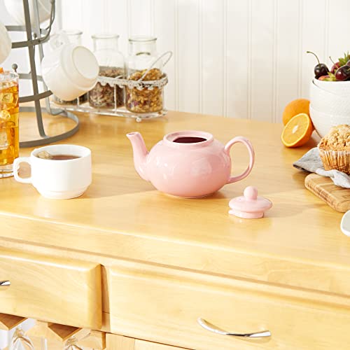 RSVP International Stoneware Teapot Collection, Microwave and Dishwasher Safe, 16 oz, Pink - color: Pink, size: 16 oz