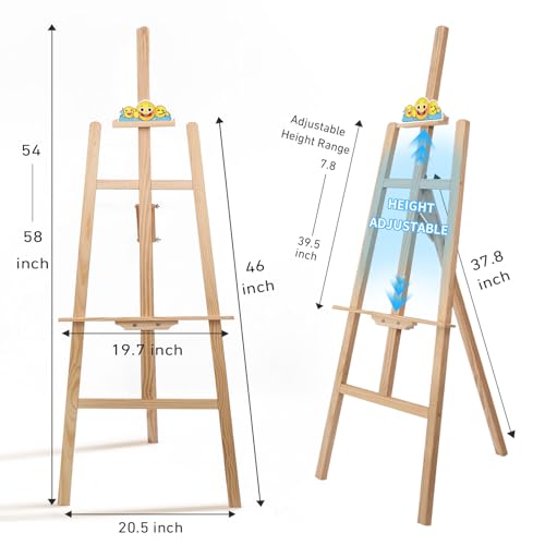 Smiley Wooden Easel for Painting, Wedding Signs & Display, Adjustable - color: Primary Colour