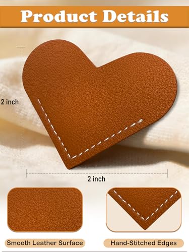 ZONICE Leather Heart Corner Bookmarks for Women, 6-Pack