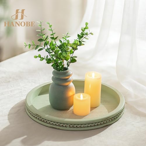Hanobe Sage Green Decor Tray, Beaded Edge & Distressed Finish - color: Sage Green