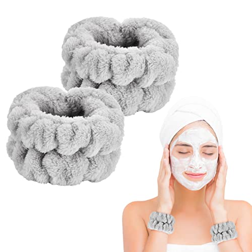 Dorbetar 2 Pcs Wrist Bands for Washing Face, Microfiber Wrist Towels for Washing Face, Spa Wristbands for Washing Face, Face Wash Wristbands, Arm Bands for Washing Face for Woman and Children - color: A-Pale gray, size: 2 Count (Pack of 1)