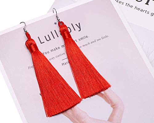 Tupalizy 10PCS Handmade Soft Silky Tassels with Hanging Loop for Bookmarks Keychains Earring Bracelets Jewelry Making Souvenir Graduation Clothing Sewing Gift Tag Art DIY Craft Projects (Red) - color: Red
