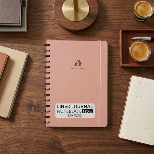 Nextnoid Lined Spiral Notebook Journal For Women & Men - A5(5.8" x 8.3") 170 Pages, Hardcover Notebooks for Work & Note Taking, College Ruled Journals for Writing - Pink - color: e-Pink
