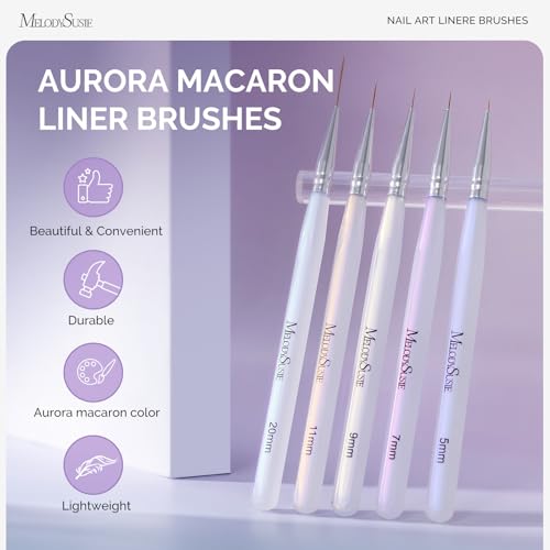 MelodySusie 5Pcs Nail Art Liner Brushes Sizes 5/7/9/11/20mm - size: 5 PCS