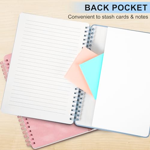 Lined Spiral Notebook for Women, A5 College Ruled Leather Spiral Journals - color: Light Baby Blue, size: A5