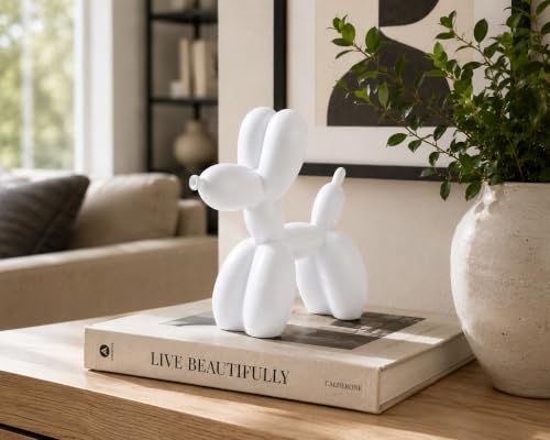 4 Inch Matte White Balloon Dog Sculpture - color: White