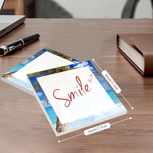Cute Sticky Notes 3 x 3 in, 2 Pack Self Stick Note Pads with Fun Patterns, Strong Adhesive Memo Pads for Office School Home, 80 Sheets per Pad Sunny Beach - color: Sunny Beach