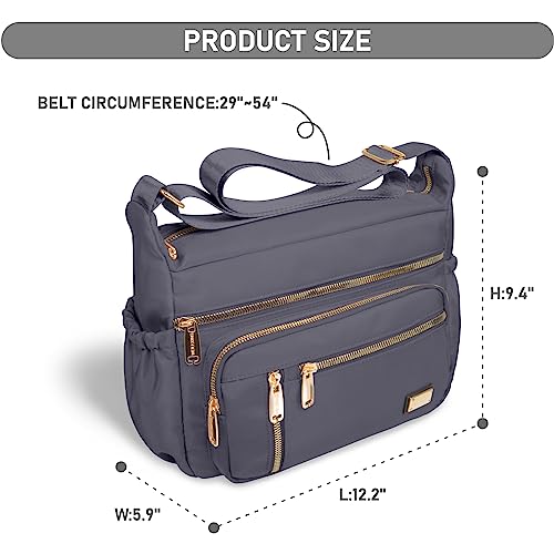 NPBAG Crossbody Bag for Women, Shoulder Purse Handbag Messenger Bag, Trendy Pocketbooks, Waterproof and Multi-Pockets - color: Grey