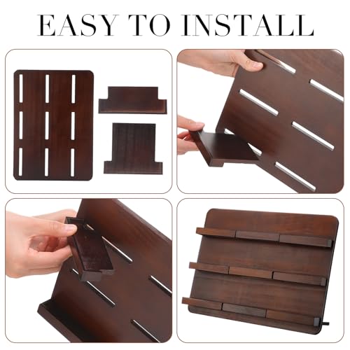 Leinuosen 3 Tier Wood Multiple Business Card Holder Desktop 9 Slot Business Card Holder for Desk Gift Postcard Display Rack Pamphlet Display Stand for Office Meeting Home (9.45 x 12.99 Inch) - size: 9.45 x 13 Inch, style: 9 Slot