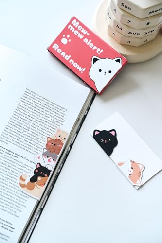 5pcs Cute Magnetic Bookmark, Funny Peeping Cat Book Marker Clip for Kids, Women, Teachers, Students, Book Lovers Gifts, Printing on 2 Side - color: Cat