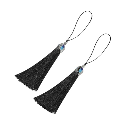 20pcs 16cm/6.3inches Vintage Silver Color Bookmark Tassels Silky Handmade Soft Craft Tassels with Loops for Bookmarks, Crafts and Jewelry Making (Black) - color: Black