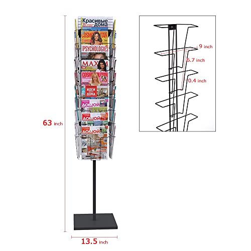 Rotating Brochure Display Stand,Detachable Magazine Rack with 36 Pockets,63inch Floor Standing Literature Display Stand