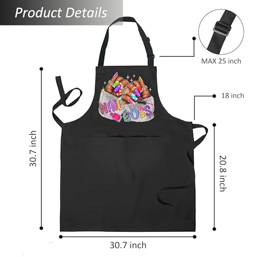 Nail Tech Aprons for Women with Pockets, Gifts for Nail Techs Technicians Artists Manicurists, Peace Love Nails - color: 3 Nail Tech Apron
